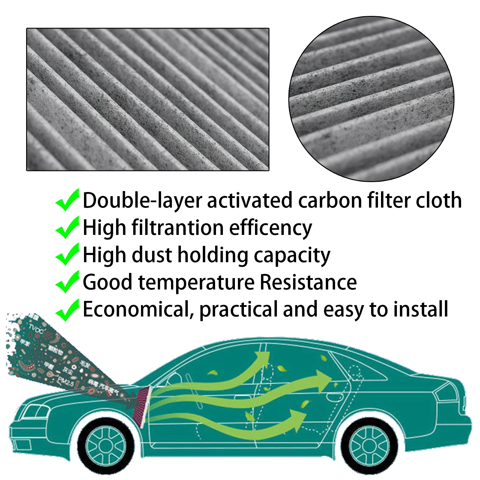 Filtro antipolen carbón activo Nissan Qashqai J10 y X-Trail T31 - imagen 3