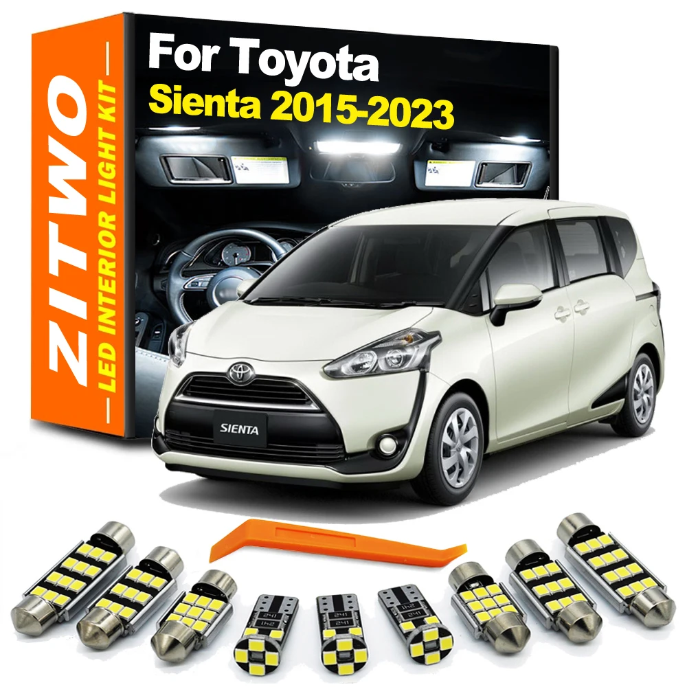 ZITWO 8 Uds Canbus para Toyota Sienta 2015 2016 2017 2018 2019 2020 2021 2022 2023 bombillas de coche Kit de lámpara de placa de luz Interior LED