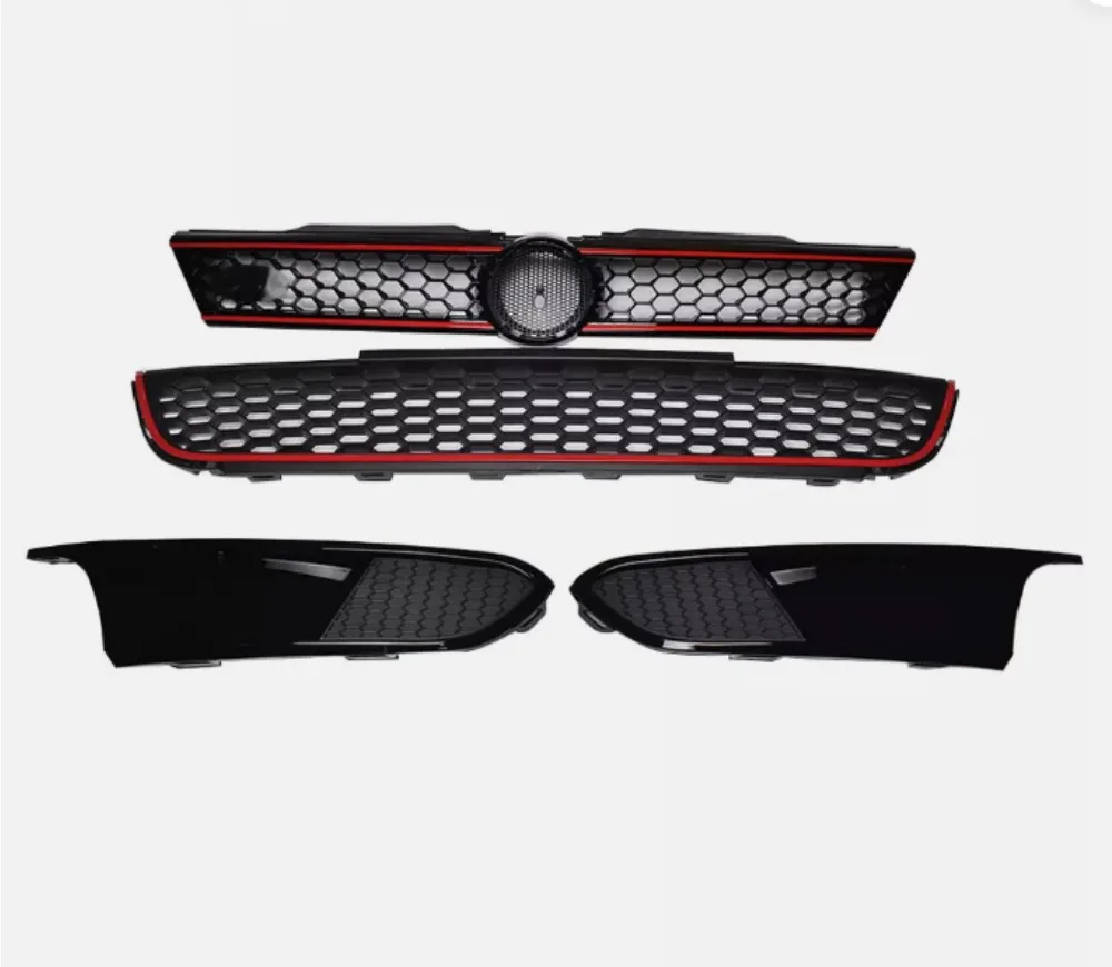 Rejilla delantera VW Jetta Hex 2011-2014 panal negro brillo con cromo - imagen 2