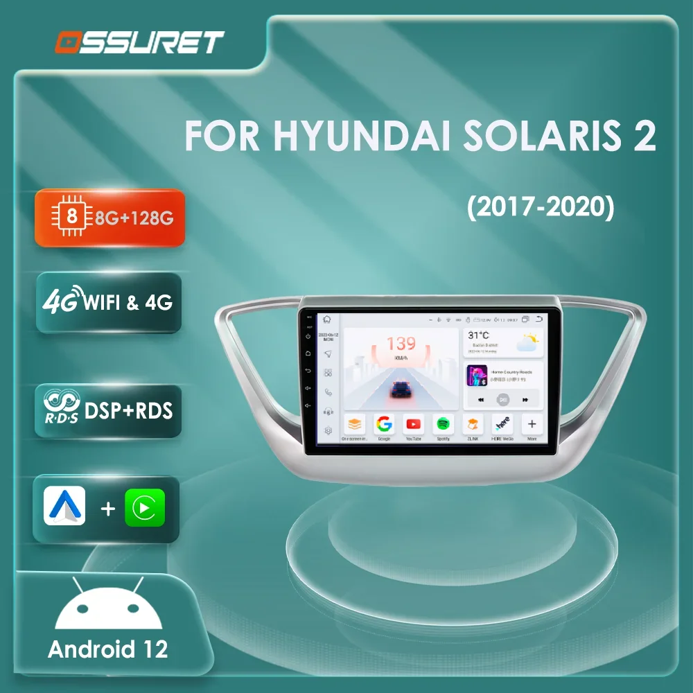 Reproductor Android Auto para Solaris Verna Accent 2017-2020