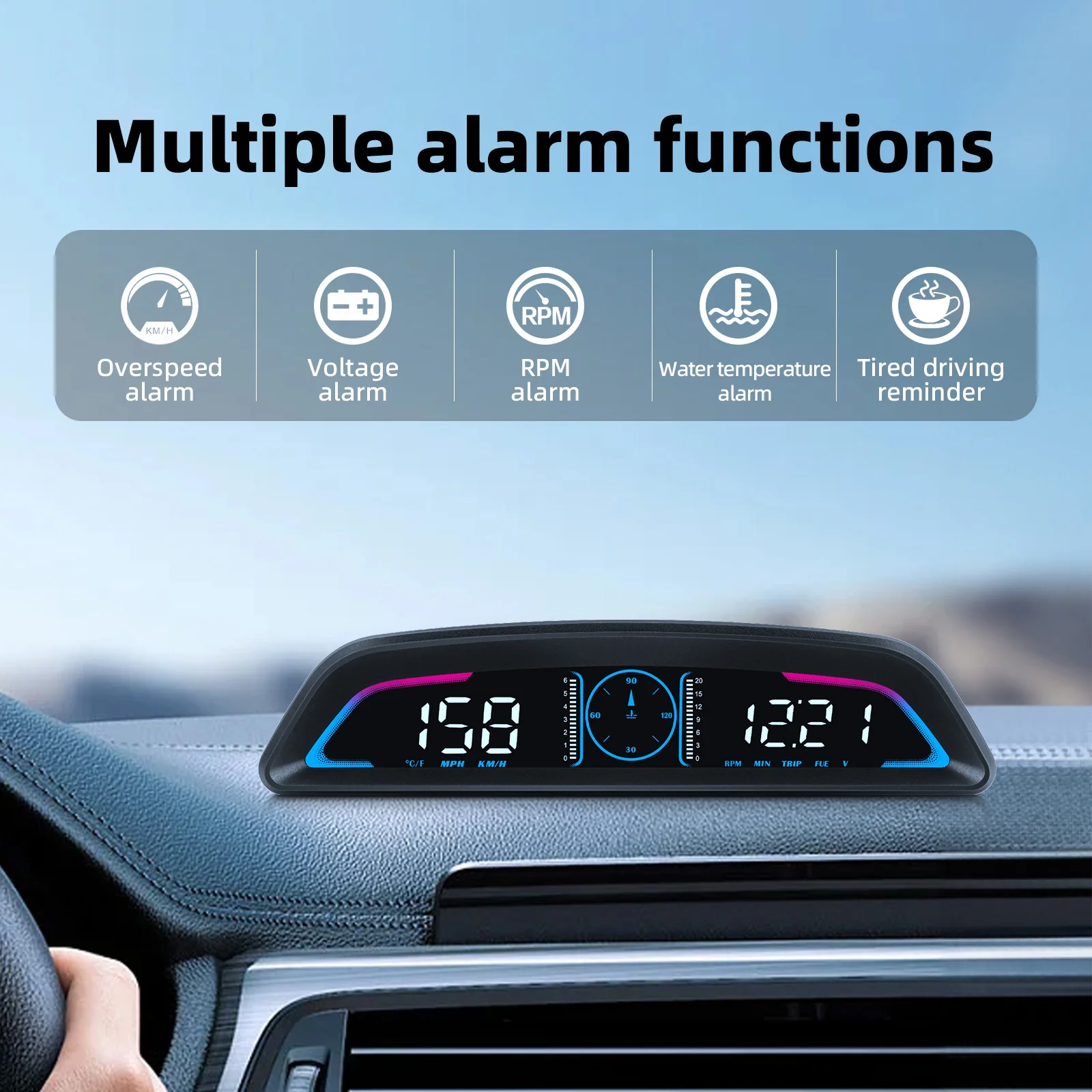 B3 Pantalla HUD OBD2/GPS con velocímetro y datos del motor - imagen 3