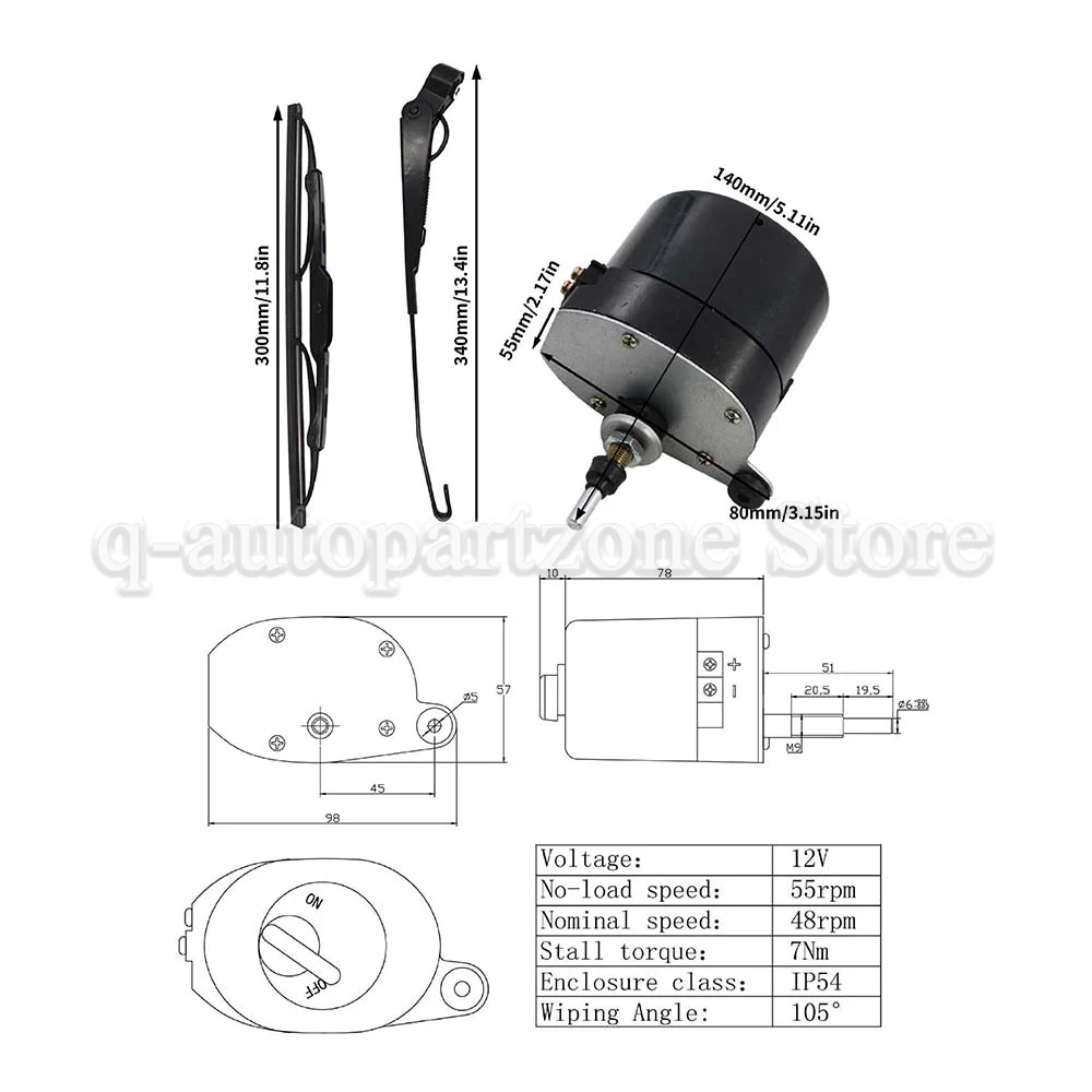 Motor limpiaparabrisas 12V universal para caravanas – reposición - imagen 2