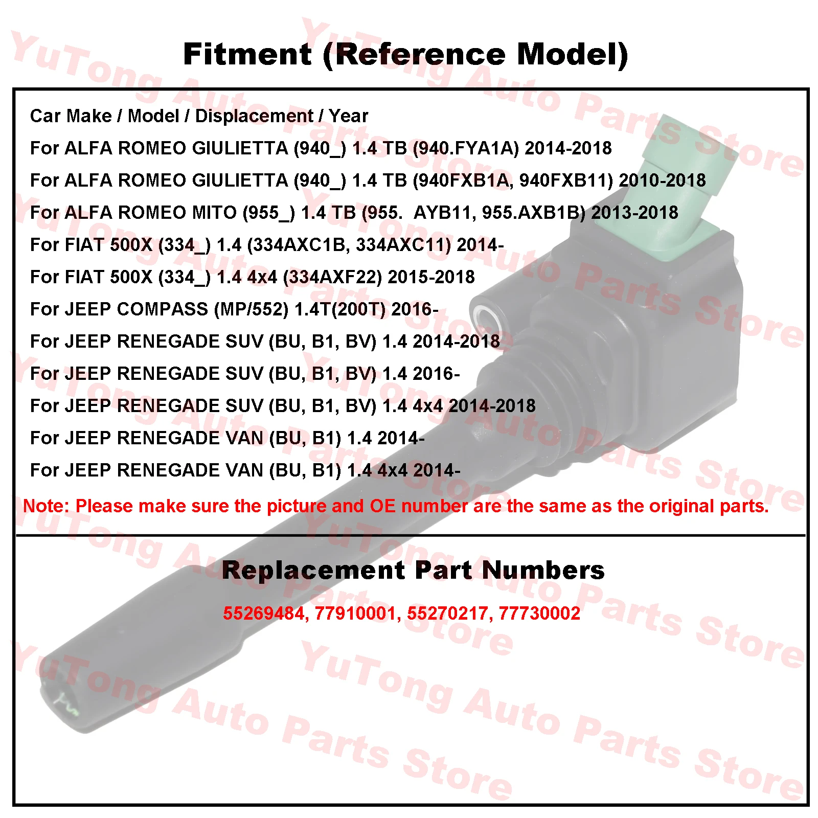 Bobinas de encendido para Jeep Compass 1.4 T-Jet Renegade y Fiat 500X - imagen 4