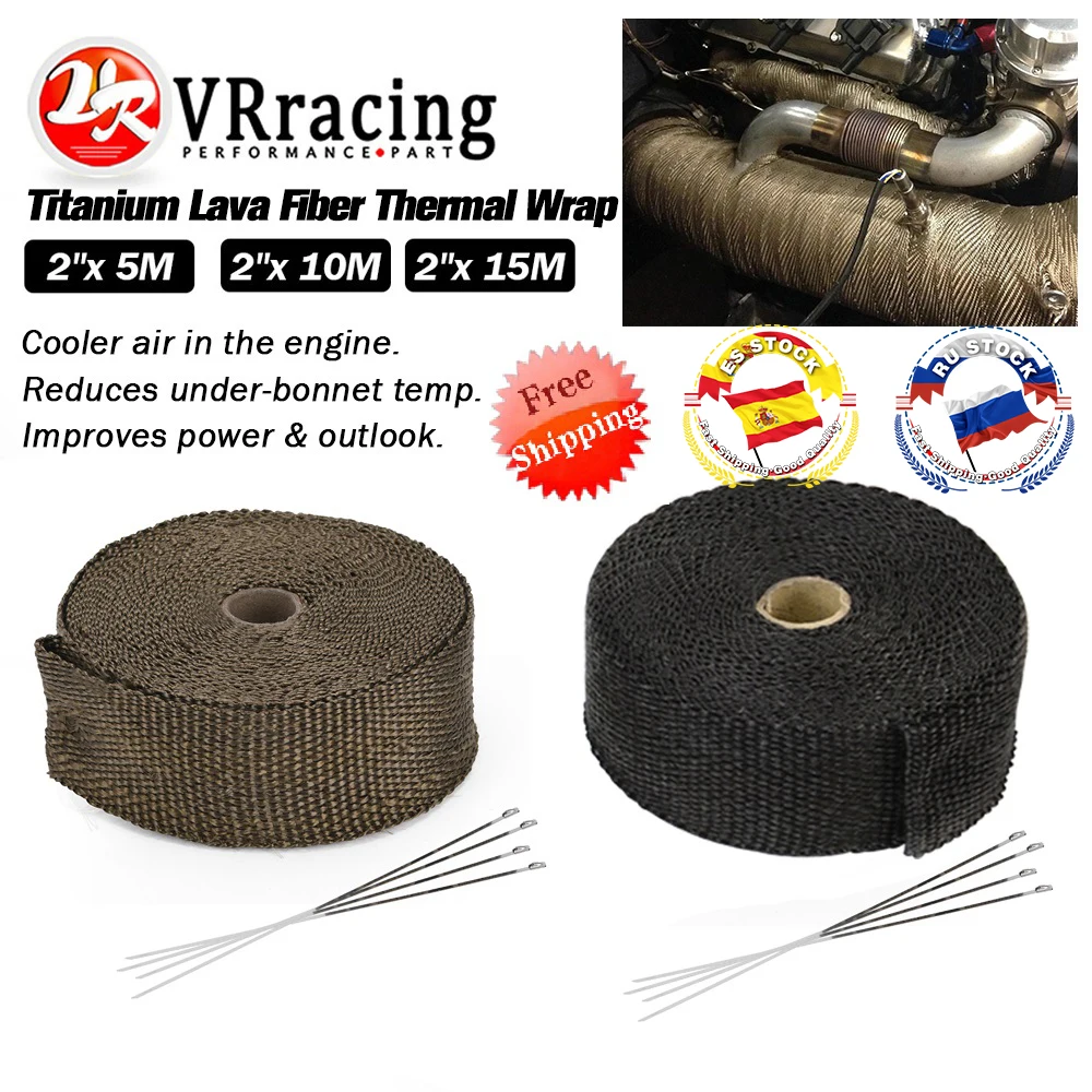 Cinta térmica escape fibra de vidrio negro con bridas inox moto