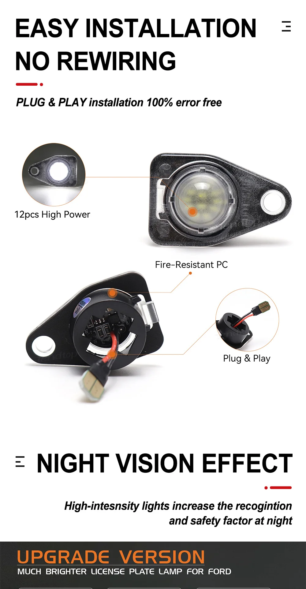 Luces LED de matrícula para vehículos Ford y Lincoln