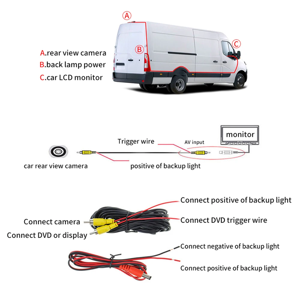 Luz de freno con cámara marcha atrás CCD para VW Crafter Van - imagen 5