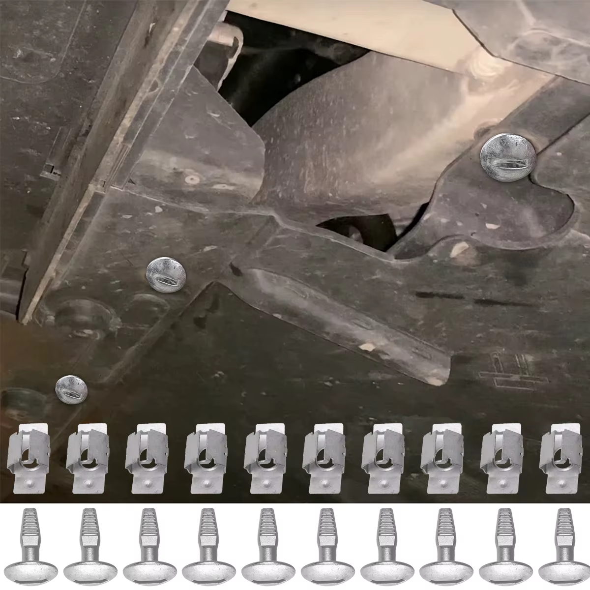 Clips y sujetadores metálicos para la cubierta inferior del motor