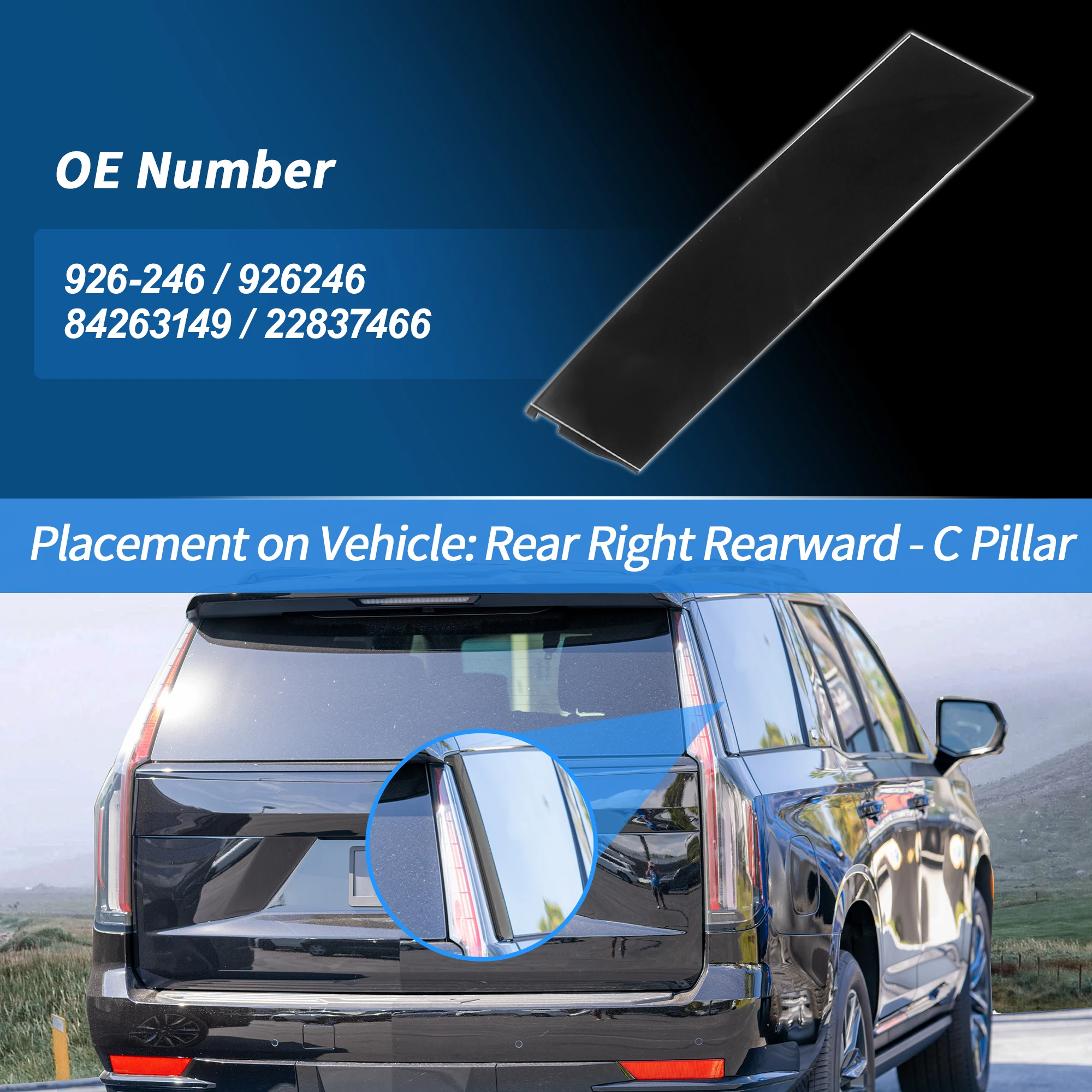 X Autohaux Adorno pilar C trasero derecho para Escalade/Tahoe/Yukon