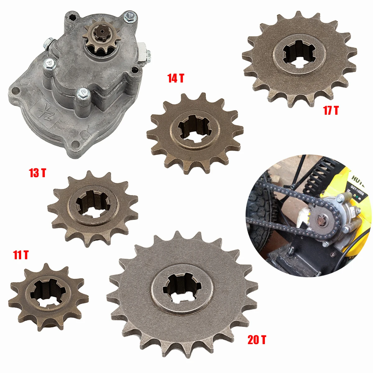 Piñón delantero metálico para minimoto ATV mini bike