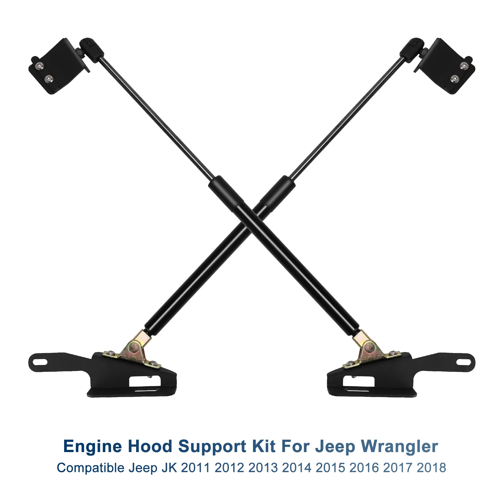 Kit de Asistencia de puntales de soporte de elevación de capó negro, Compatible con Jeep Wrangler JK y Unlimited 2011-2018 2/4, puerta, 1 par - imagen 3