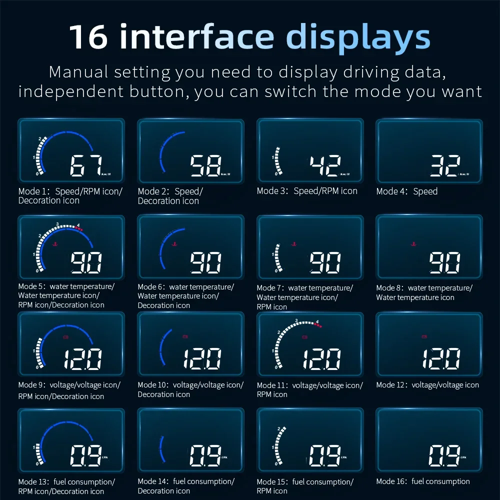 AD Proyector HUD OBD2 para parabrisas con velocímetro y temp - imagen 3