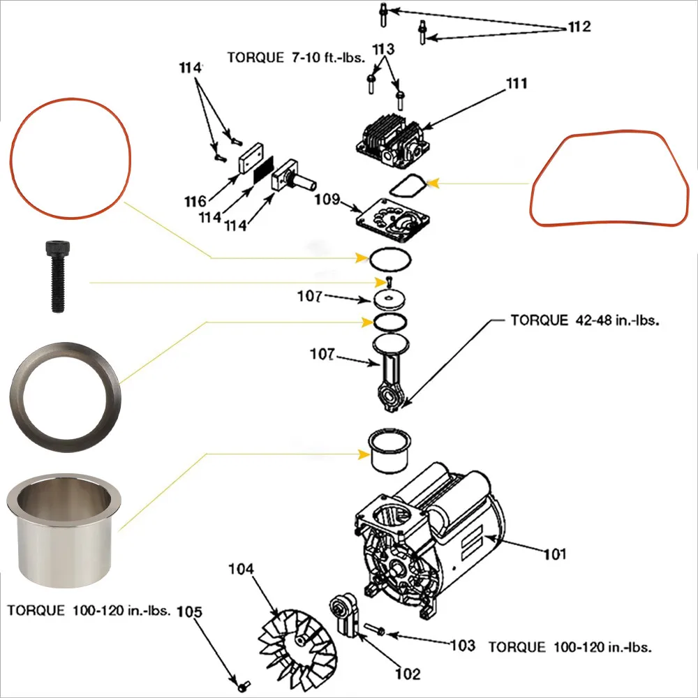 Kit reparación compresor Craftsman Devilbiss Porter K-0650 - imagen 5