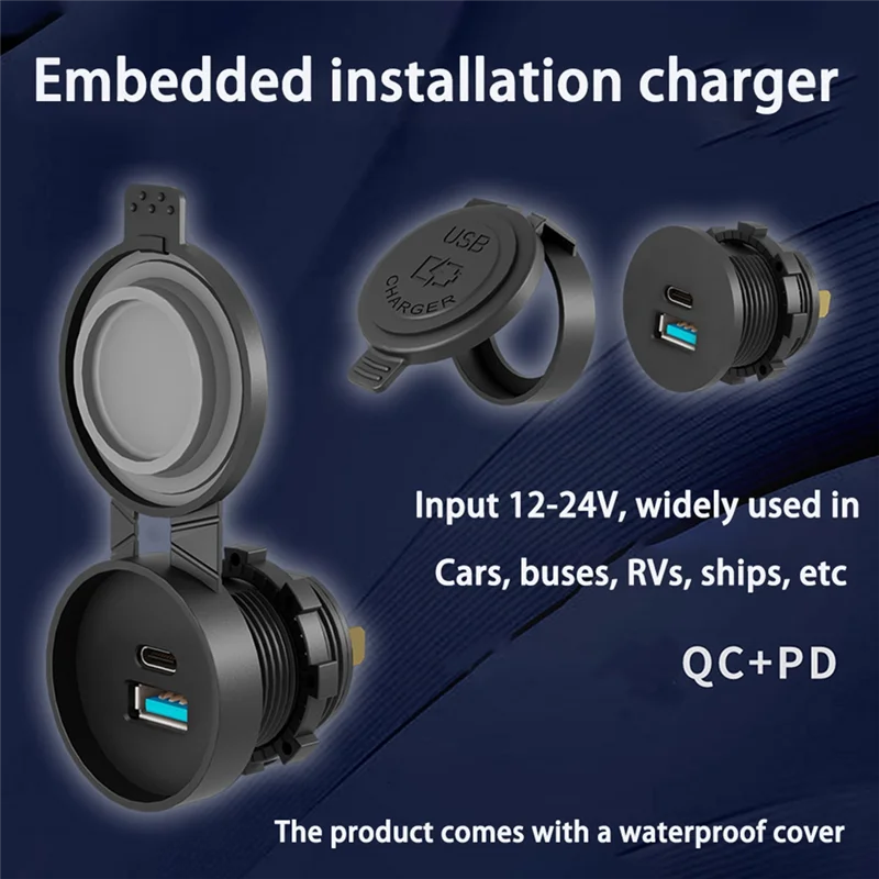 Adaptador USB-C QC3.0 impermeable con carga rápida para coche - imagen 4