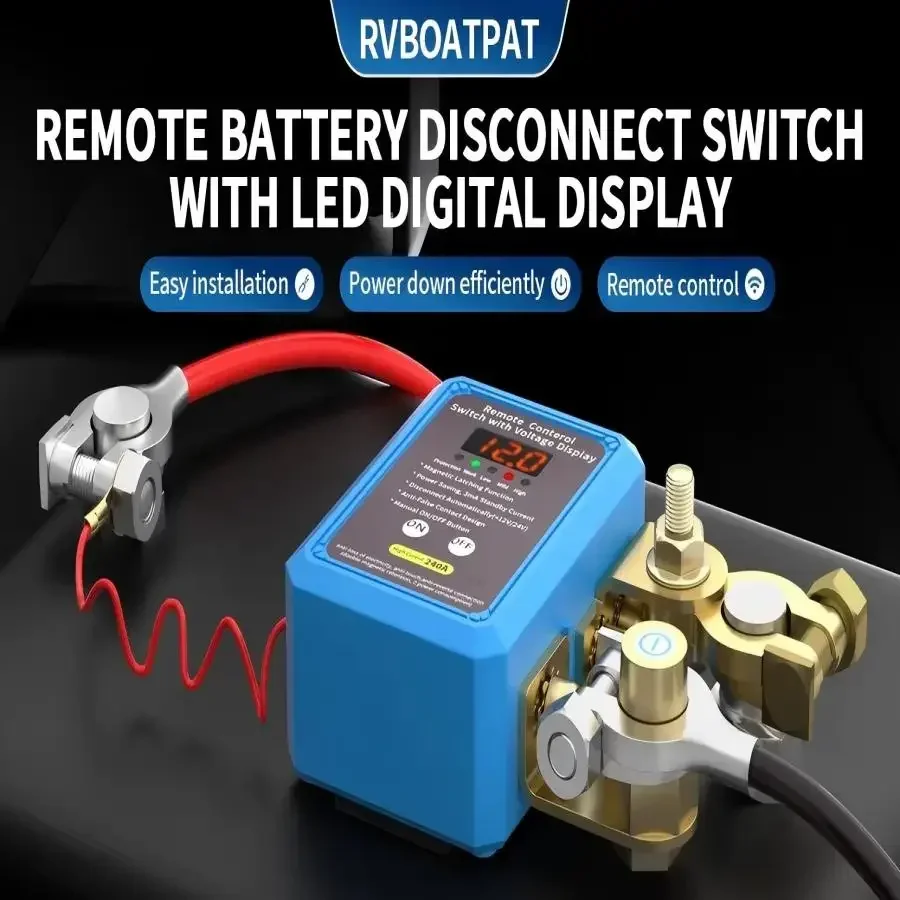 Desconectador automático de batería 12 V, 240 A, con mando y voltímetro LED - imagen 4