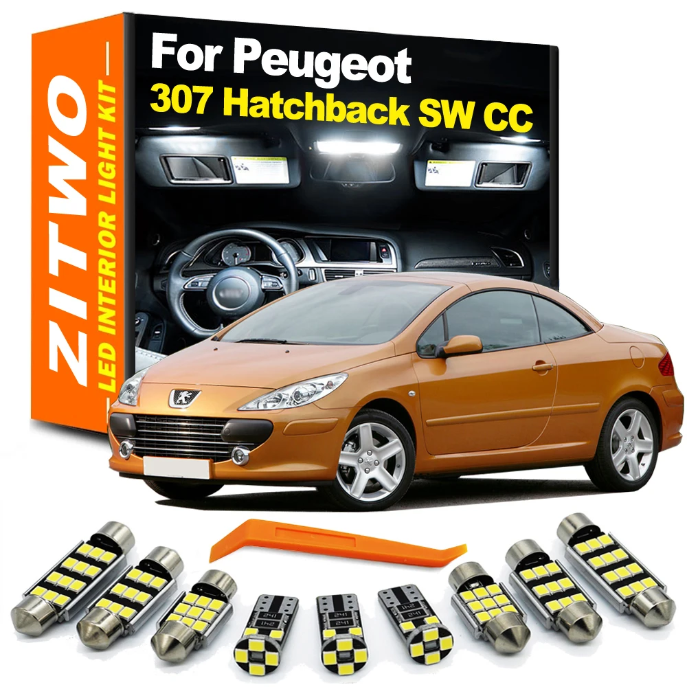 ZITWO Kit luz LED techo interior Peugeot 307 2001-2009