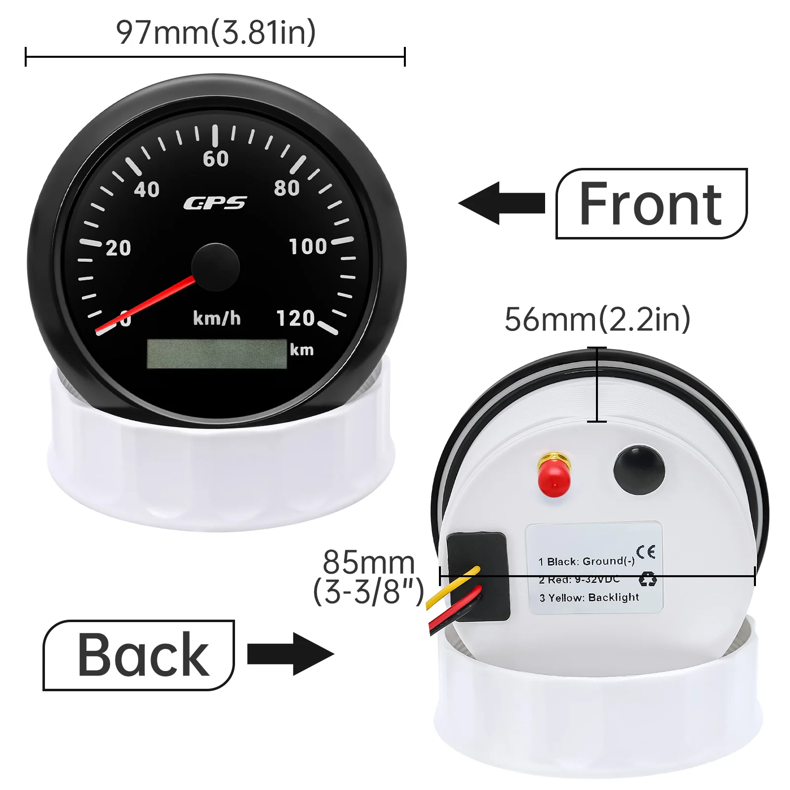 Velocímetro GPS 85 mm para moto, barco y coche con antena y 7 colores - imagen 3