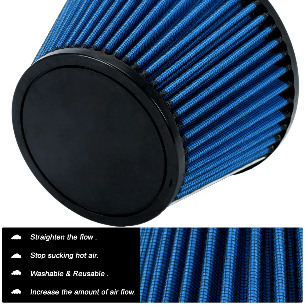 Tubo limpiador de filtro de aire frío para coche, entrada Universal de alto flujo, Scooter modificado de 4,5 "/115mm, azul - imagen 4