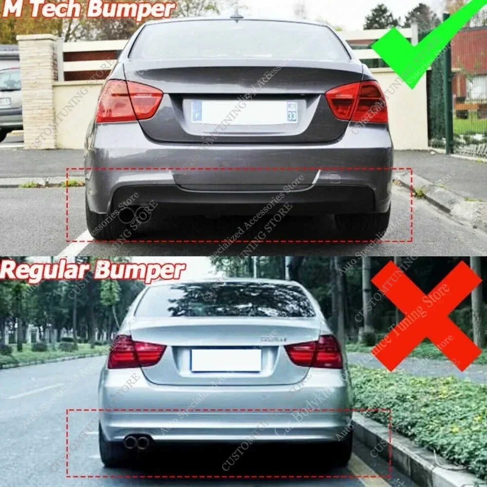 Difusor trasero negro brillante estilo MP instalado en BMW E90 E91