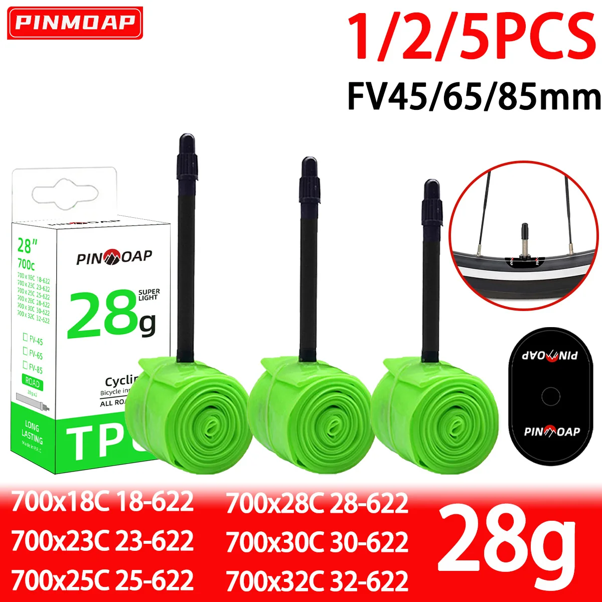 PINMOAP tubo interior de TPU para carretera con válvula francesa