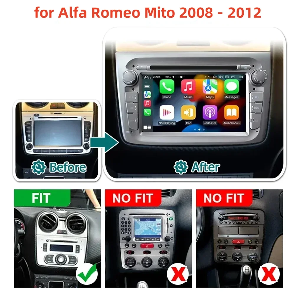 Radio Android con CarPlay inalámbrico para Alfa Romeo MiTo 2008-2012 - imagen 2