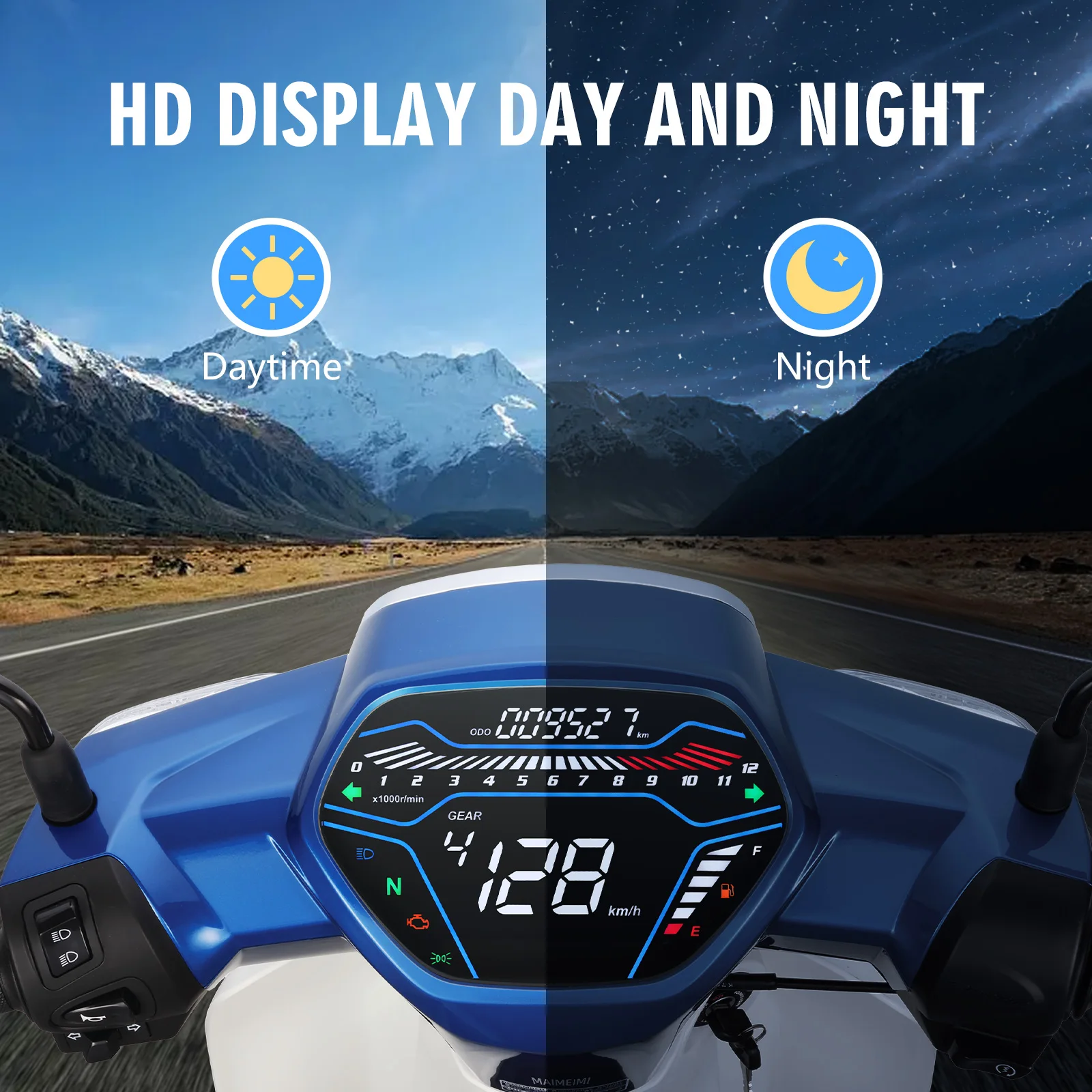 Velocímetro LED digital universal para motocicleta con odómetro - imagen 2
