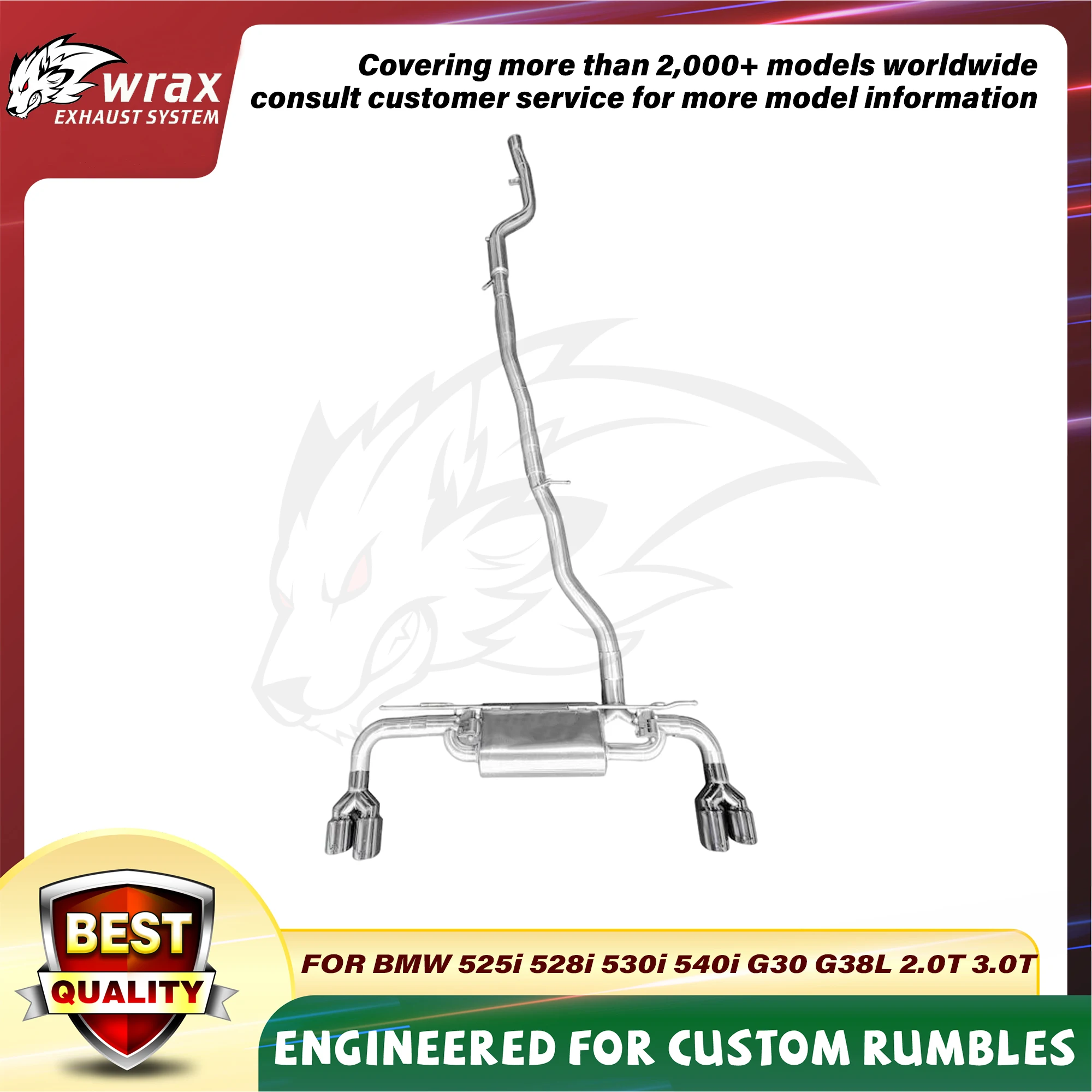 WRAX válvula Catback de acero inoxidable para BMW 525i 528i 530i 540i G30 G38L 2,0 T 3,0 T sonido conmutable escape deportivo