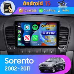 Android 15 Carplay Auto para Kia Sorento BL 2002 2003 - 2011 Radio de coche Multimedia reproductor estéreo de 8 núcleos vídeo GPS unidad principal BT DSP