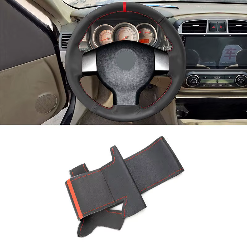 Funda volante cuero microfibra hilo rojo – Nissan Tiida/Livina