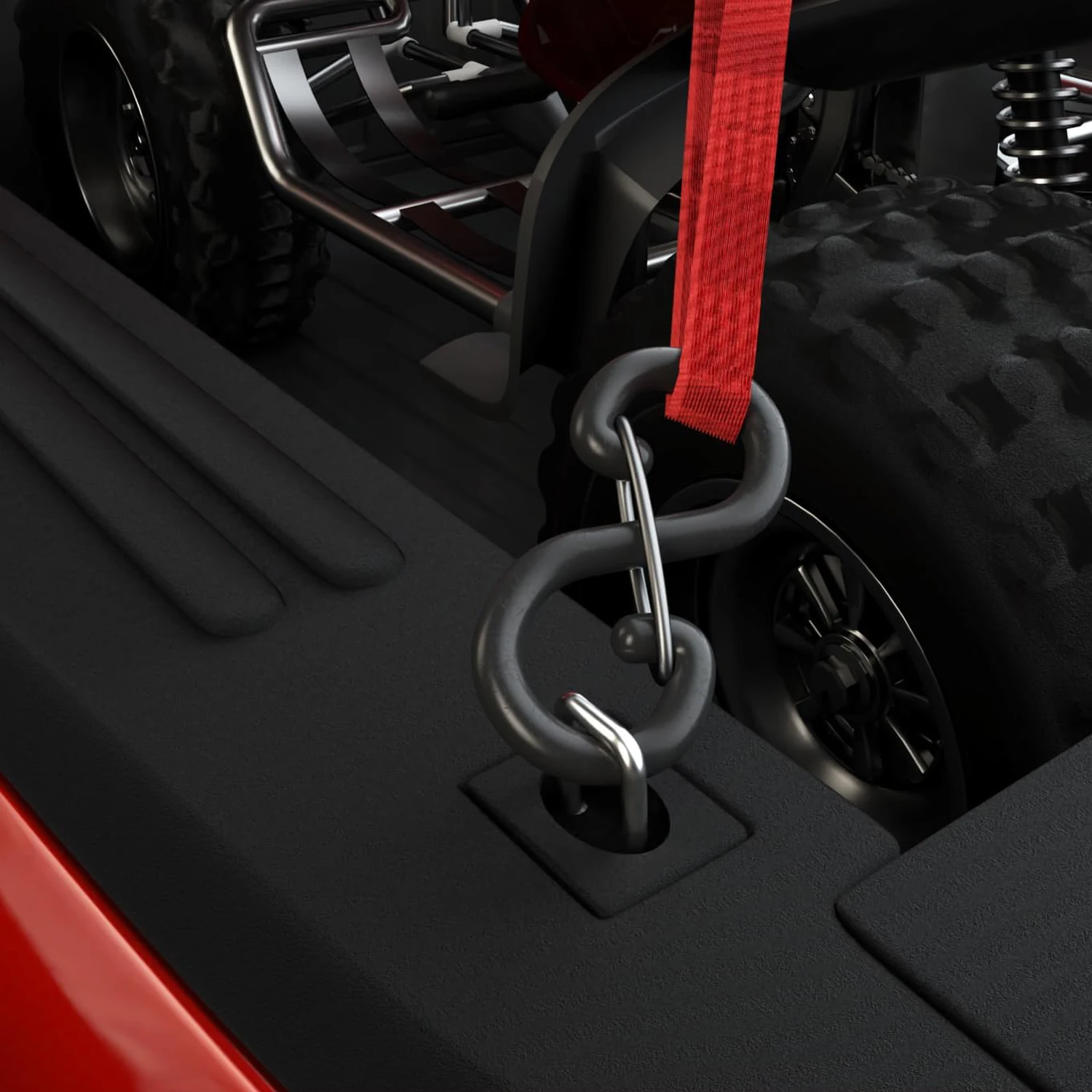 Anclaje lateral colocado en la caja de una camioneta Ford
