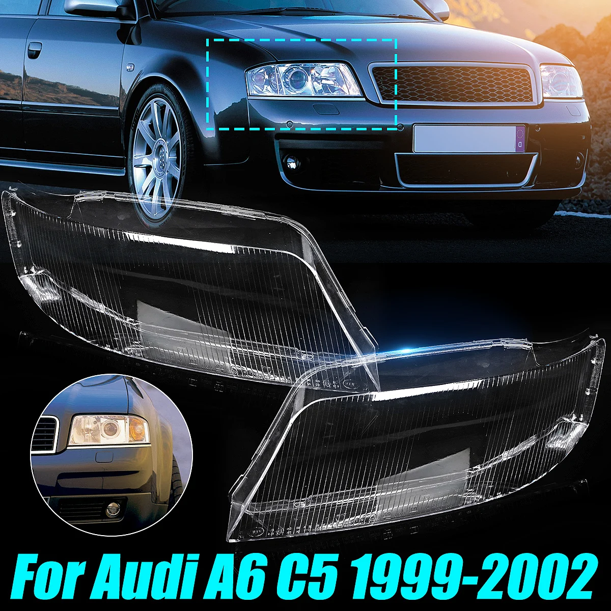 Lunas de faro transparentes para Audi A6 C5 1999-2002