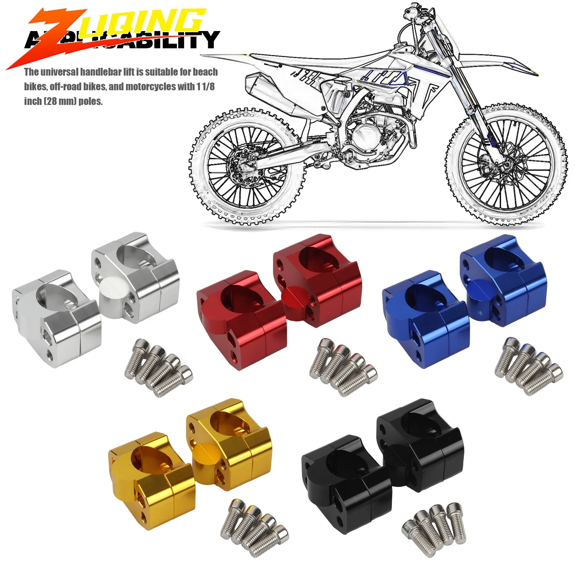Manillar cónico aluminio CNC elevador para motocicletas ATV y pit bike