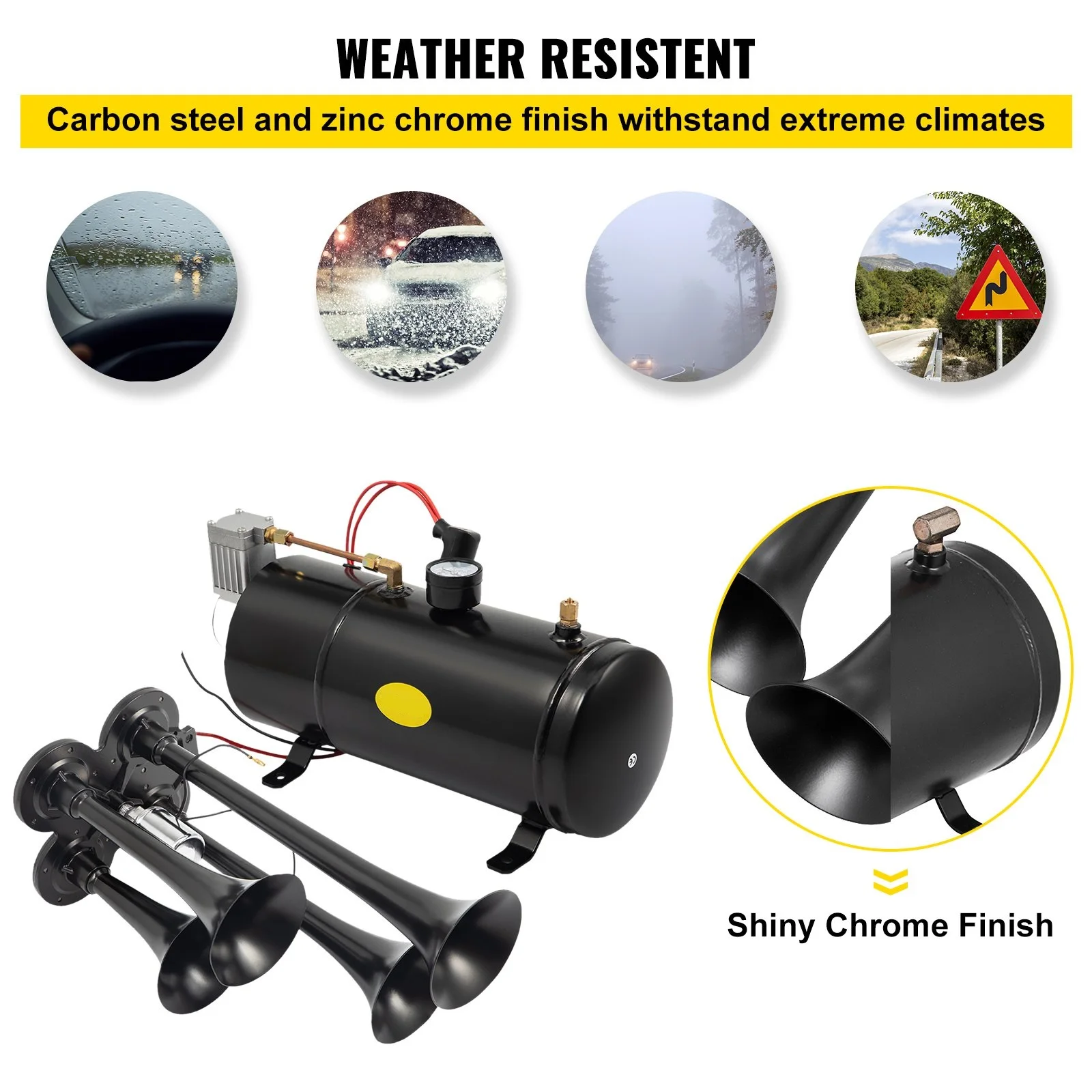 Kit de bocina de aire para camiones con compresor y tanque - imagen 3