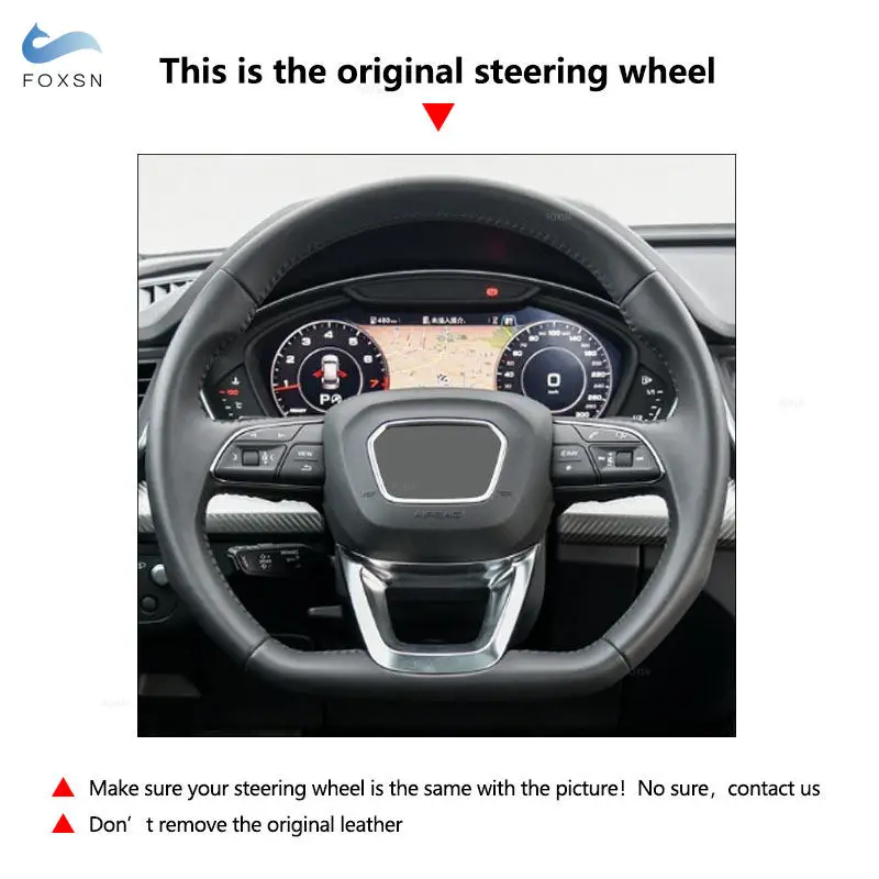 Cubrevolante cuero ante D Shape para Audi Q3 Q5 Q7 Q8 SQ5 SQ7 - imagen 5