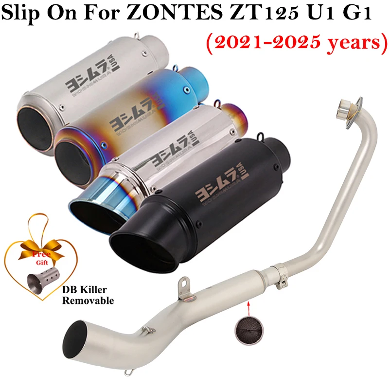 Silenciador slip-on con tubo de enlace – Zontes ZT125 U1 G1 Z1 Z2