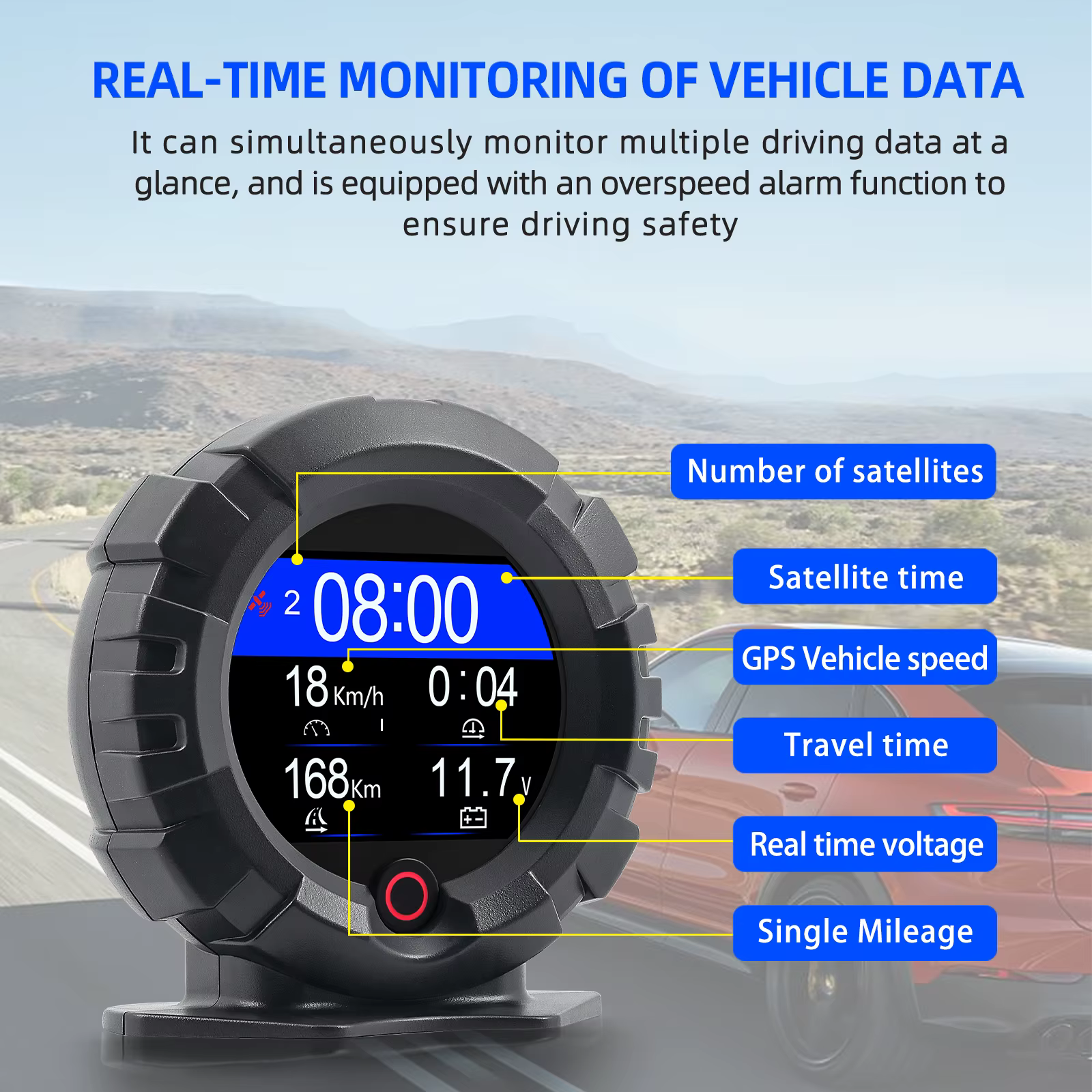Velocímetro GPS/OBD X95 con pantalla frontal y medidor de pendiente - imagen 3