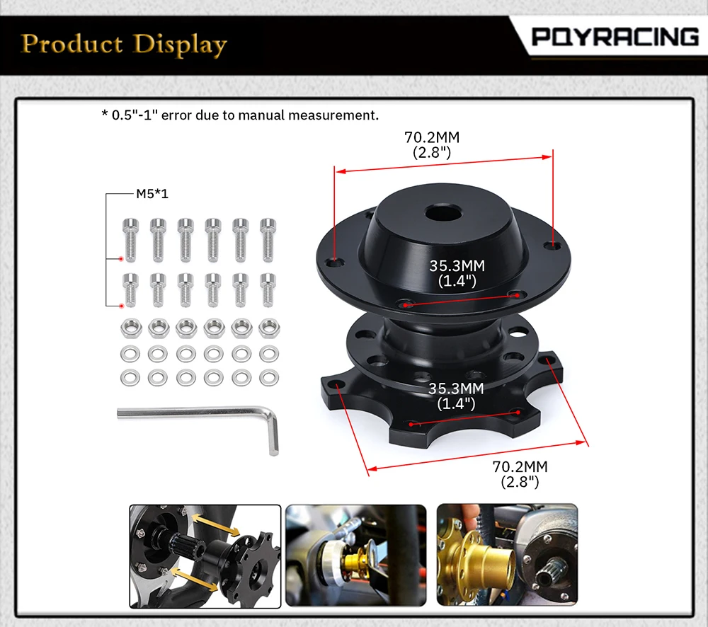 Detalle del adaptador PQY y su diseño para montaje entre buje y volante