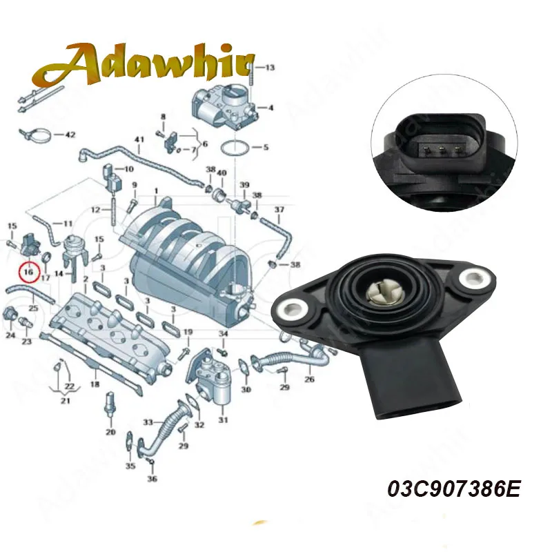 03C907386 Sensor temperatura y presión aire de admisión Audi/VW motor