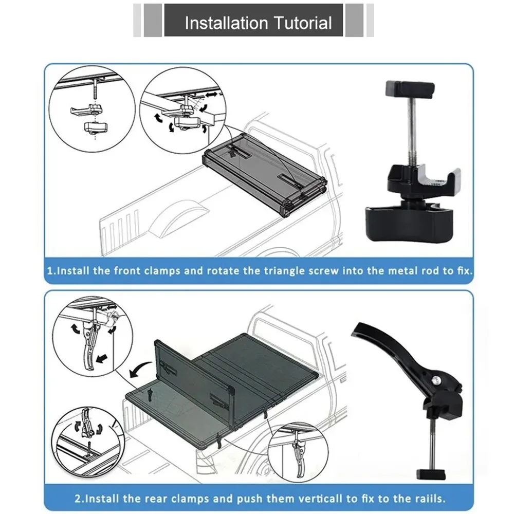 Kit fijación abrazaderas Tonneau triple pliegue duro pernos T negros - imagen 5
