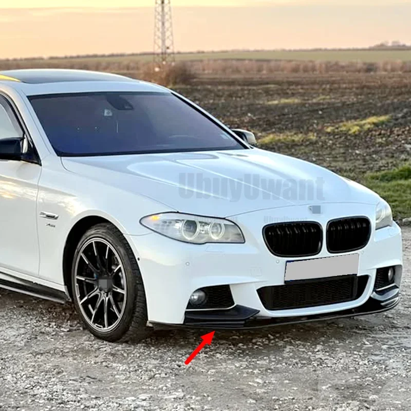 Para BMW 5 Series F10 535i 528i M Sport 2011 2012 2013 2014 2015 2016 labio de parachoques delantero Kit de carrocería negro brillante ABS de alta calidad - imagen 4