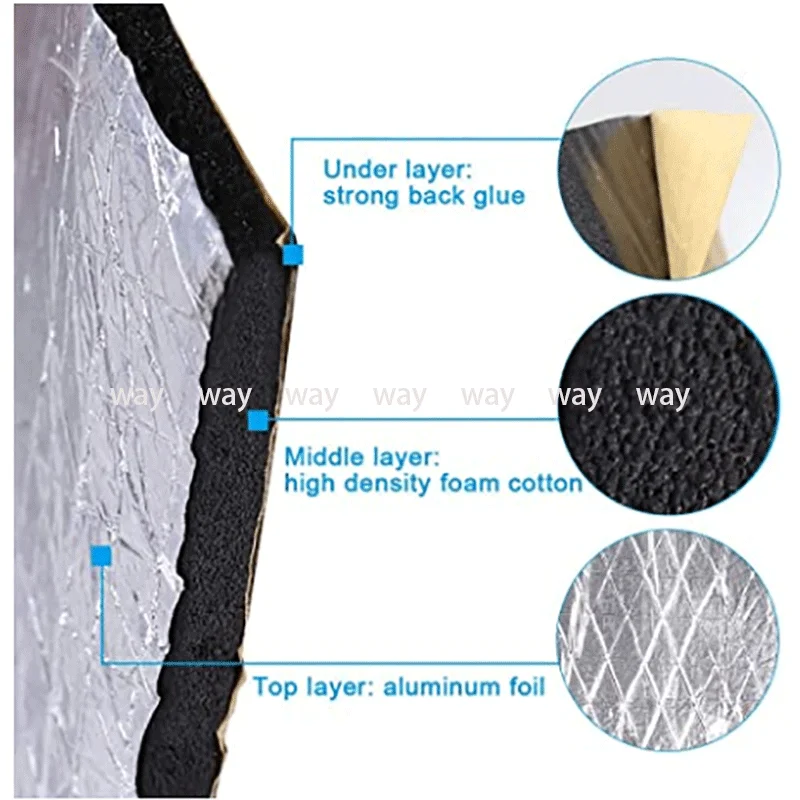 50X200Cm 5/10/15Mm estera amortiguadora automática ruido Motorkap aislamiento de aislamiento para pegatina de Motor Kap - imagen 4