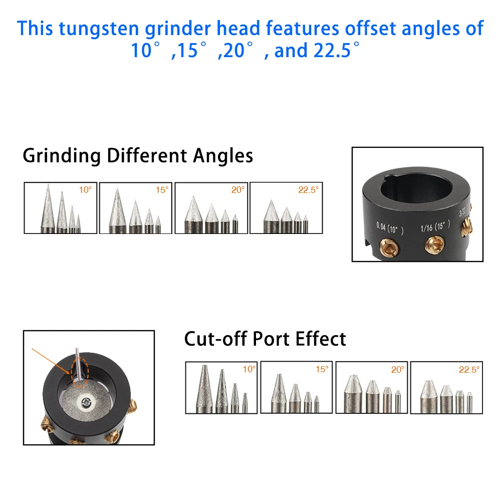 Afilador electrodos tungsteno TIG cabezal ajustable múltiples ángulos - imagen 2