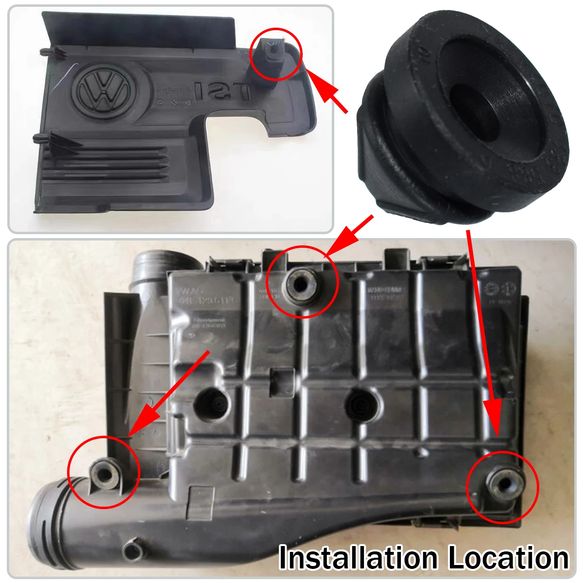 Tapa guarda soporte de goma filtro de aire 07C133588 – VW Golf, Audi, Seat y Skoda - imagen 3
