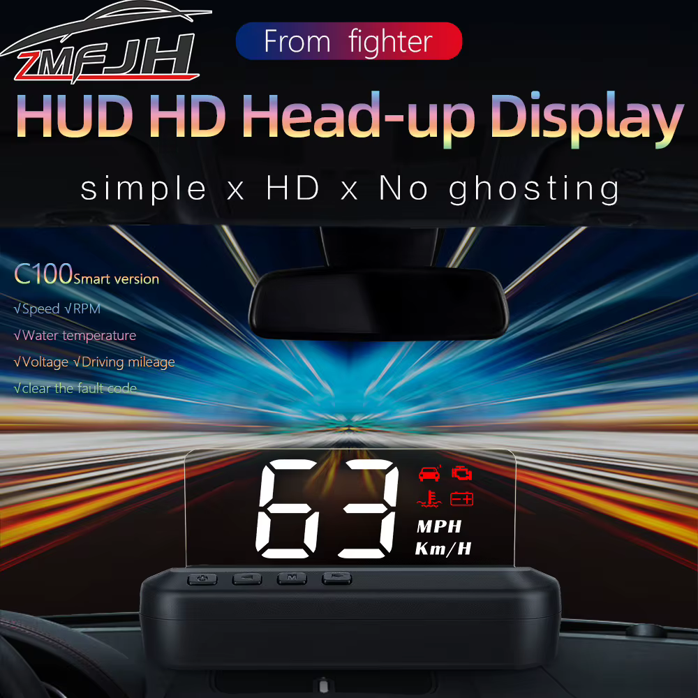 Pantalla HUD OBD C100: velocidad, RPM, temperatura y voltaje