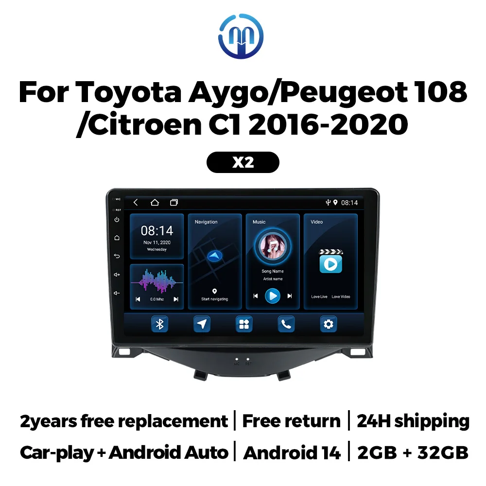 MEKEDE Radio multimedia con CarPlay inalámbrico para Aygo, 108 y C1 - imagen 2