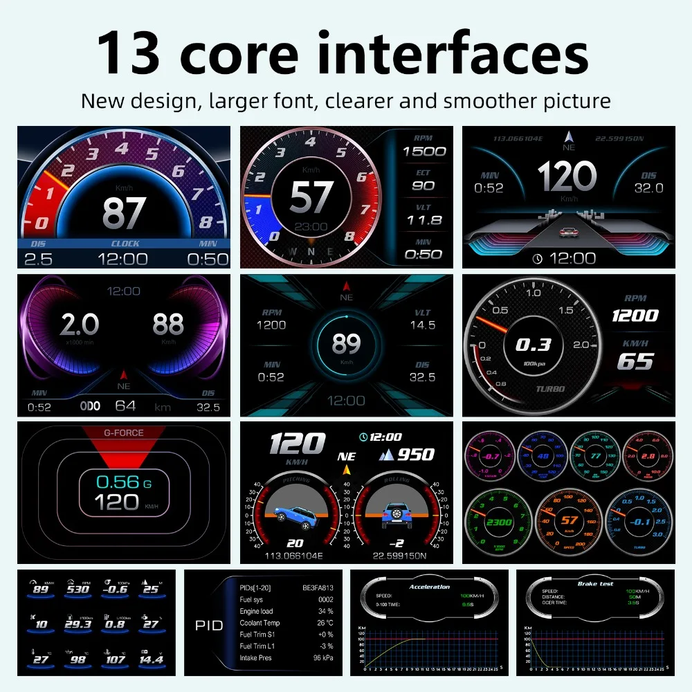 HUD GPS y OBD con inclinómetro, velocímetro y datos del motor - imagen 2