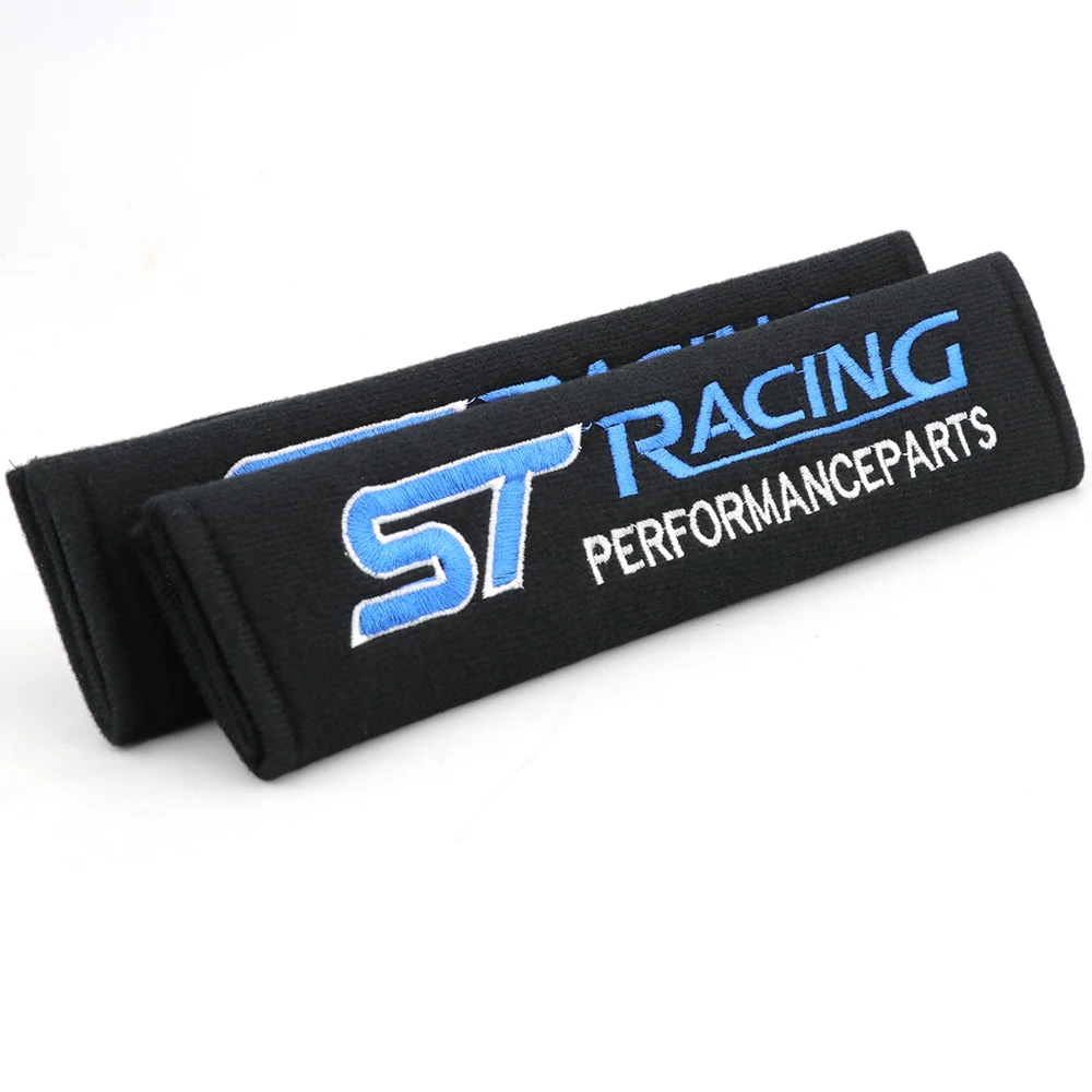 Almohadillas cinturón seguridad ST Racing – funda bordada hombro negro - imagen 2