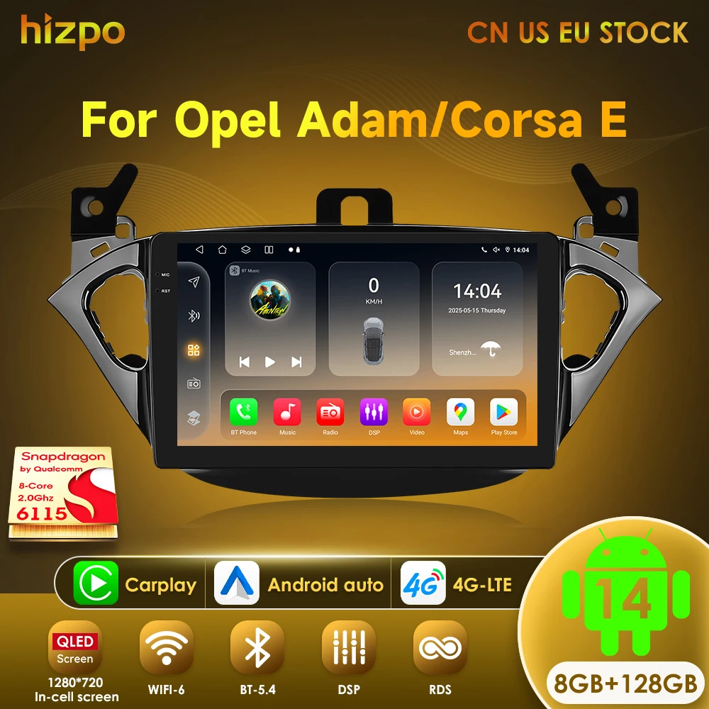 Hizpo Reproductor multimedia inalámbrico CarPlay Opel Corsa 2015-2019