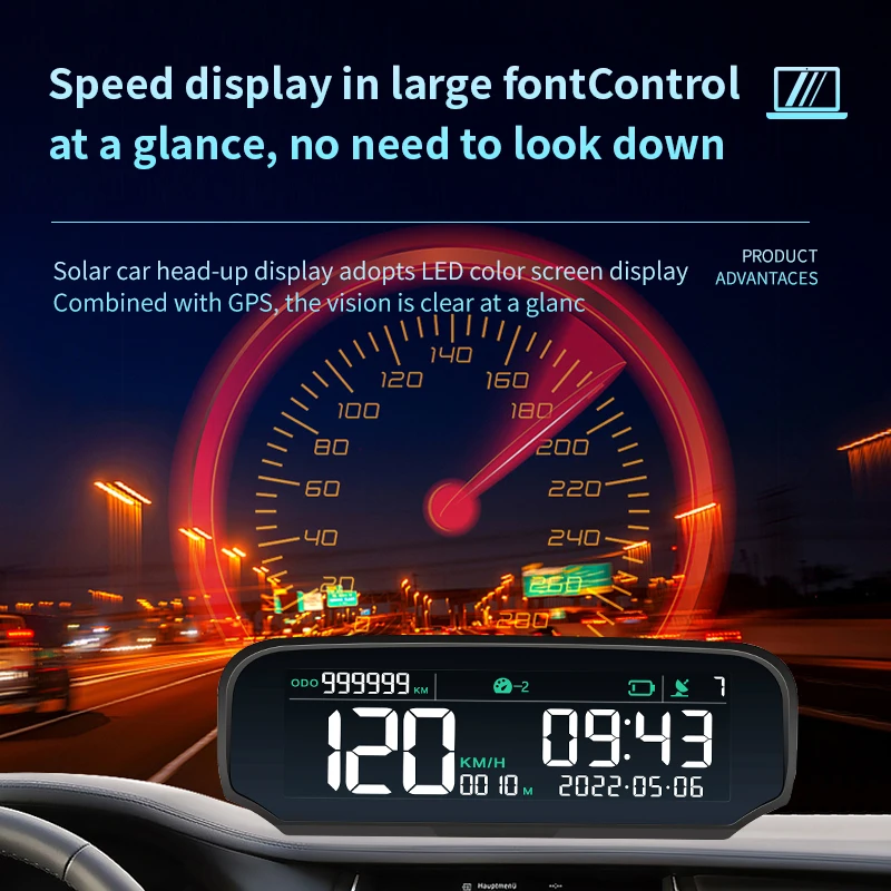 HUD GPS X100 para coche – velocímetro y altímetro LCD - imagen 3