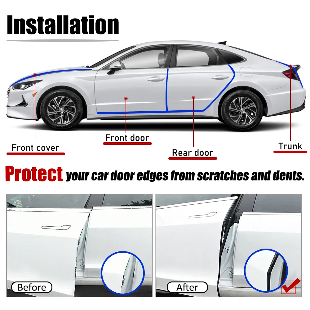 Protector de puerta tipo U universal para coche – moldura antiarañazos - imagen 4