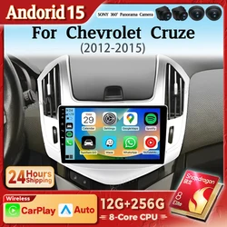 Pantalla Android 15 2K con CarPlay para Chevrolet Cruze 2012-2015